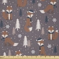thumbnail image 1 of Ambesonne Cinnamon Color Fabric by the Yard Microfiber, Scandinavian Fox Art, 5 Yards, Pale Chocolate and Dark Teal, 1 of 2