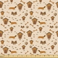 thumbnail image 1 of Ambesonne Cinnamon Color Fabric by the Yard Upholstery, Dog Bows Paws Bones, 5 Yards, Champagne Caramel Ginger, 1 of 5