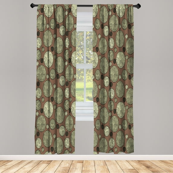 Ambesonne Circle Curtains, Vintage Rounds Geometric Art, Pair of 28"x63", Sage Green
