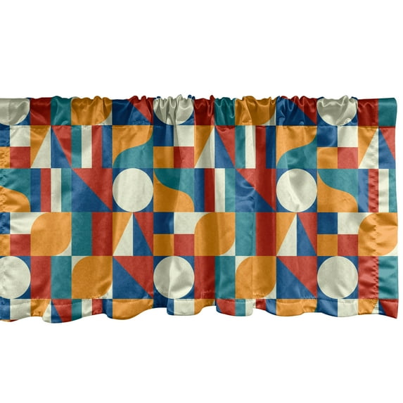 Ambesonne Circle Pattern Window Valance, Geometric Modern Art, 54" X 18", Multicolor