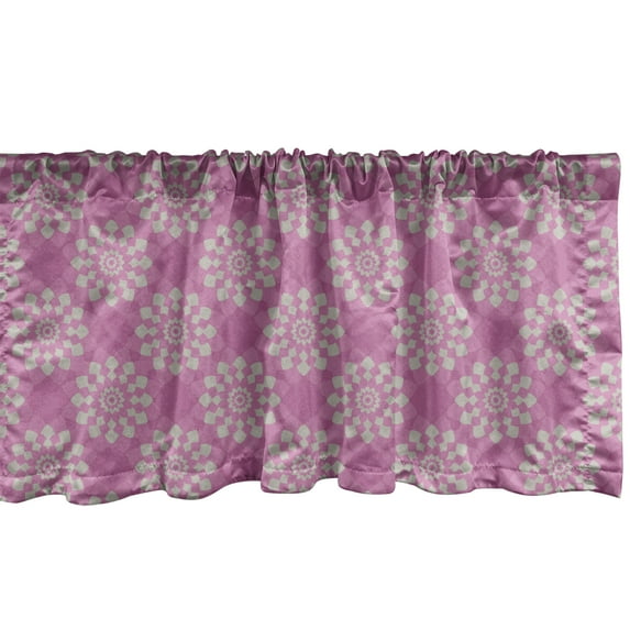 Ambesonne Circle Pattern Window Valance, Geometrical Motifs, 54" X 18", Pale Fuchsia and Dusk
