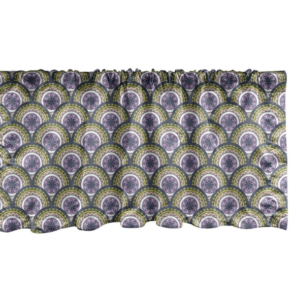 Ambesonne Circle Pattern Window Valance, Geometrical Wavy, 54" X 18", Multicolor