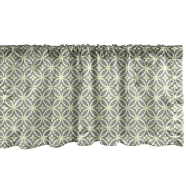 Ambesonne Circle Pattern Window Valance, Quatrefoil Style Flourish Ornamental Motif in Symmetry Vintage, Curtain Valance for Kitchen Bedroom Decor with Rod Pocket, 54" X 18", Dimgray and Pale Yellow
