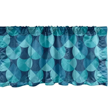 Ambesonne Circle Pattern Window Valance, Round with Details, 54" X 18", Sea Blue Seafoam