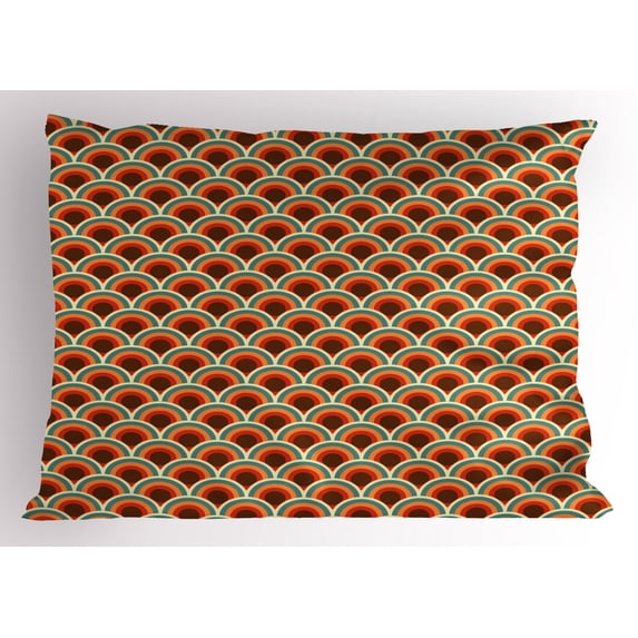 Ambesonne Circle Pillow Sham, Curvy Waved Old Spots, 26" X 20", Multicolor