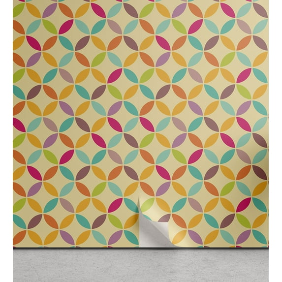 Ambesonne Circles Peel & Stick Wallpaper for Home, Intersected Shapes, 13"x72", Multicolor
