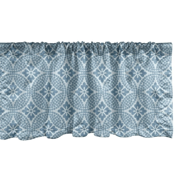 Ambesonne Circles Valance Pack of 2, Interlaced Round Forms, 42"X18", Slate Blue Pale Blue