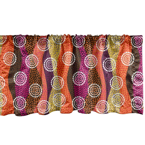 Ambesonne Circles Window Valance, Aboriginal Dotted Stripes, 54" X 18", Multicolor