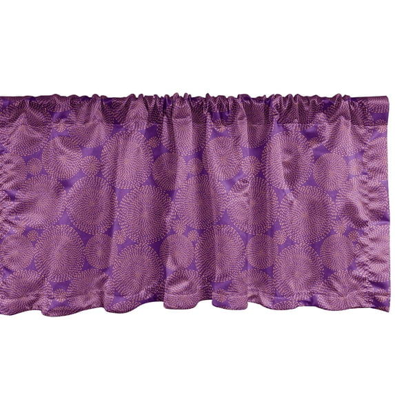 Ambesonne Circles Window Valance, Circular Shape Dashes, 54" X 12", Purple and Salmon