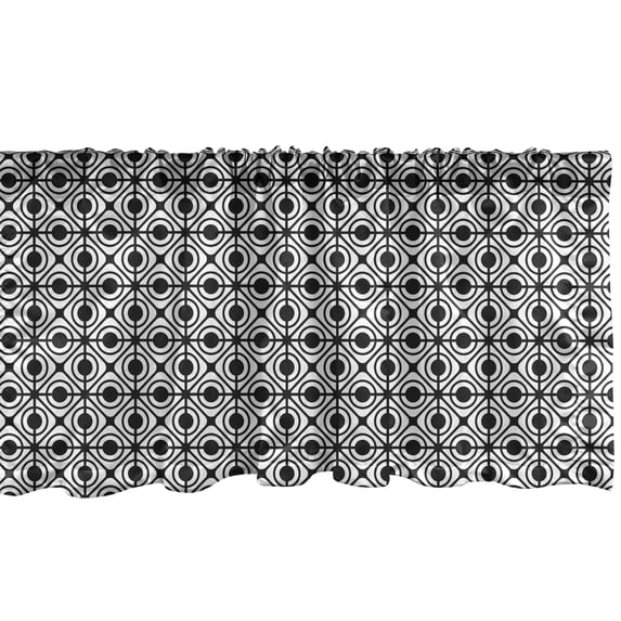 Ambesonne Circles Window Valance, Diamond Forms in Frame, 54" X 18", Black and White