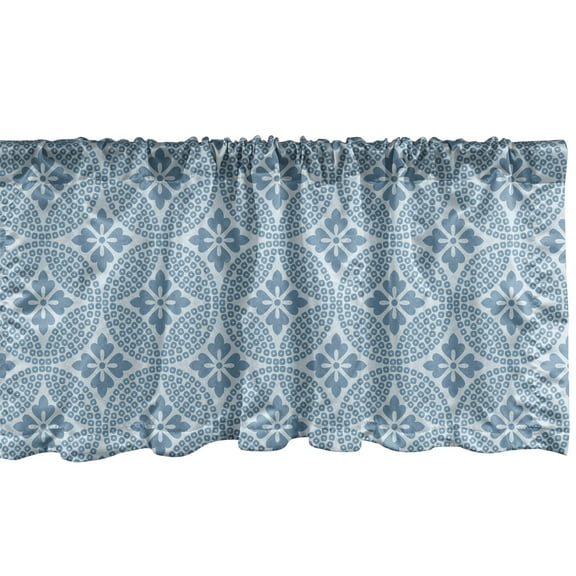 Ambesonne Circles Window Valance, Interlaced Round Forms, 54" X 12", Slate Blue Pale Blue