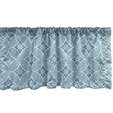Ambesonne Circles Window Valance, Interlaced Round Forms, 54" X 18", Slate Blue Pale Blue