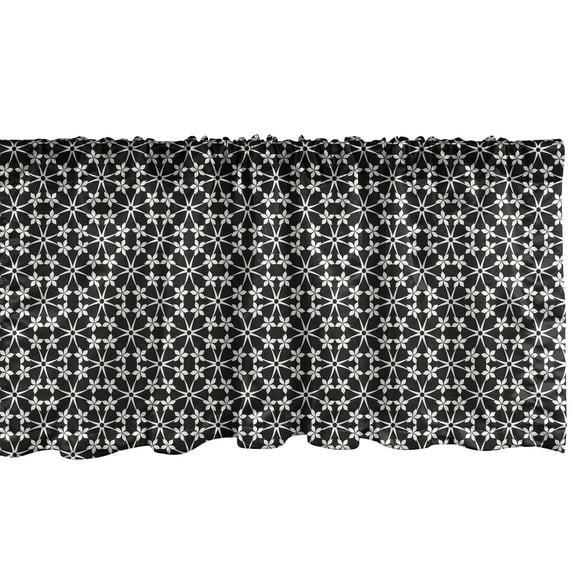 Ambesonne Circles Window Valance, Romantic Knotted Form, 54" X 18", Black and White