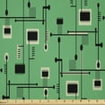 thumbnail image 1 of Ambesonne Circuit Board Fabric by the Yard Microfiber, Technology Microchip, 1 Yard, Shamrock Green and Dark Grey, 1 of 2