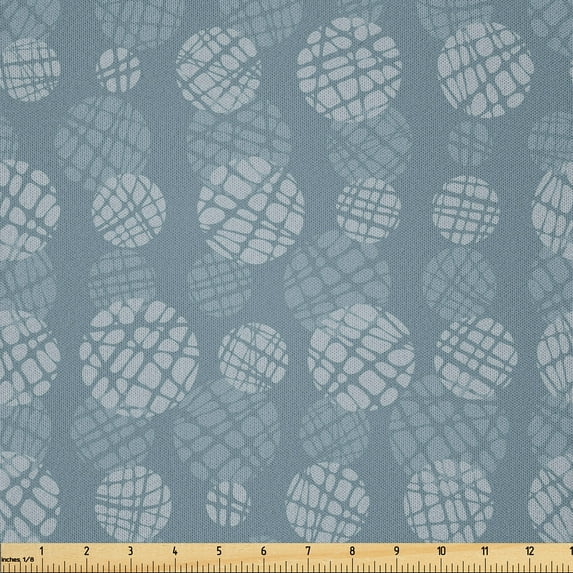 Ambesonne Circular Fabric by the Yard Microfiber, Abstract Circles Design, 5 Yards, Pale Purpleblue and Blue Grey