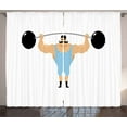 thumbnail image 1 of Ambesonne Circus Curtains 2 Panel Set, Bodybuilder Weightlift, 108" x 96", Multicolor, 1 of 3