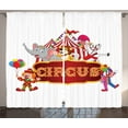 thumbnail image 1 of Ambesonne Circus Curtains 2 Panel Set, Nostalgic Circus Tent Art, 108" x 84", Red White, 1 of 3