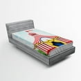 thumbnail image 1 of Ambesonne Circus Fitted Sheet, Striped Tent with Flag, Twin Size, Multicolor, 1 of 2