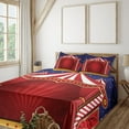 thumbnail image 1 of Ambesonne Circus Fitted & Top Sheet Set with Shams, Canvas Circus Tent Art, Blue Vermilion, 1 of 4