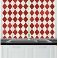thumbnail image 1 of Ambesonne Circus Kitchen Curtains, Vintage Harlequin Design, 55"x45", Vermilion and Ivory, 1 of 1