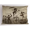 thumbnail image 1 of Ambesonne Circus Pillow Sham, Acrobats and Magician, 36" X 20", Beige and Brown, 1 of 2