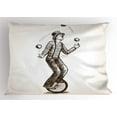 thumbnail image 1 of Ambesonne Circus Pillow Sham, Juggler Clown on Wheel, 26" X 20", Brown and White, 1 of 2