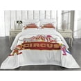 thumbnail image 1 of Ambesonne Circus Quilted Coverlet 3 Pcs, Nostalgic Circus Tent Art, Queen Size, Red White, 1 of 4