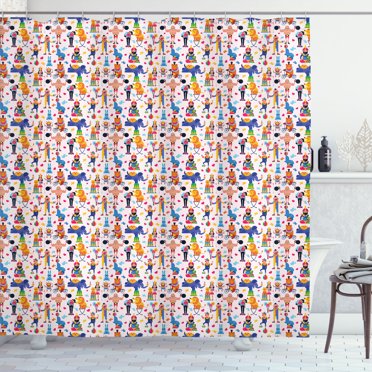 Ambesonne Circus Shower Curtain, Funny Various Entertainers, 69"Wx75"L, Pale Pink Multicolor