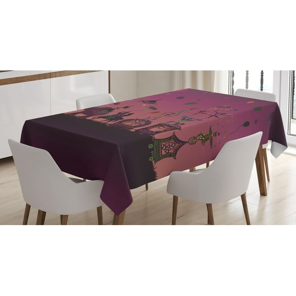 Ambesonne Circus Tablecloth Rectangular Table Cover, Circus Crowd Travelling, 60"x90", Multicolor