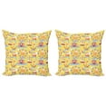 thumbnail image 1 of Ambesonne Circus Throw Pillow Cover 2 Pack, Amusement Park Pattern Tent, 20", Mustard Vermilion, 1 of 5