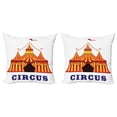 thumbnail image 1 of Ambesonne Circus Throw Pillow Cover 2 Pack, Old Fashioned Retro Tent, 20", Red Yellow White, 1 of 7