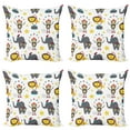 thumbnail image 1 of Ambesonne Circus Throw Pillow Cover 4 Pack, Doodle Circus Animals, 24", Multicolor, 1 of 2