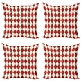 thumbnail image 1 of Ambesonne Circus Throw Pillow Cover 4 Pack, Vintage Harlequin Design, 20", Vermilion and Ivory, 1 of 2