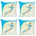 thumbnail image 1 of Ambesonne Circus Throw Pillow Cover 4 Pack, Woman Performing Trapeze, 24", Pale Peach Dark Rosewood, 1 of 2