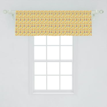 Ambesonne Circus Window Valance, Amusement Park Pattern with Ferris Wheel Popcorn Ice Cream Tent, Curtain Valance for Kitchen Bedroom Decor with Rod Pocket, 54" X 18", Mustard Vermilion