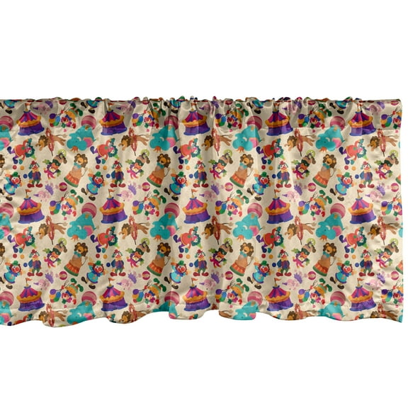 Ambesonne Circus Window Valance, Carnival Tent Clown Dog, 42" x 12", Multicolor