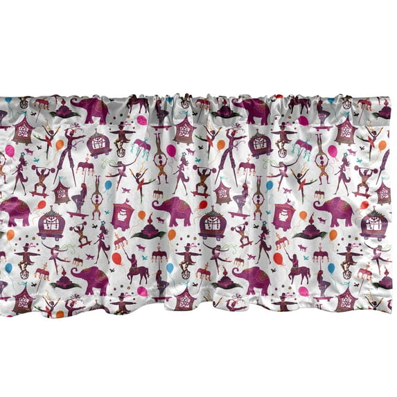 Ambesonne Circus Window Valance, Colorful Characters, 54" X 18", Multicolor