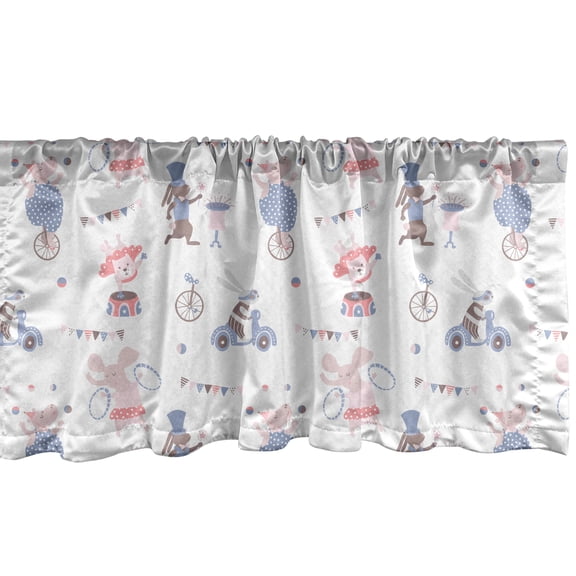 Ambesonne Circus Window Valance, Comic Animal Performance, 54" X 12", Multicolor
