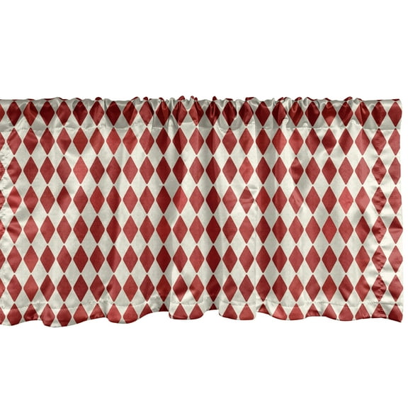 Ambesonne Circus Window Valance, Vintage Harlequin Design, 54" X 12", Vermilion and Ivory