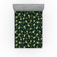 thumbnail image 1 of Ambesonne Citrus Fitted Sheet, Lemon Pattern Tropical Art, Queen Size, Mustard Hunter Green, 1 of 5