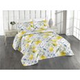 thumbnail image 1 of Ambesonne Citrus Quilted Bedspread Set 3 Pcs, Lemon Garden Scene Floral, King, Mustard Peacock Green, 1 of 4