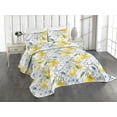 thumbnail image 1 of Ambesonne Citrus Quilted Coverlet 3 Pcs, Lemon Garden Scene Floral, Queen Size, Mustard Peacock Green, 1 of 4