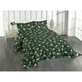 thumbnail image 1 of Ambesonne Citrus Quilted Coverlet 3 Pcs, Lemon Pattern Tropical Art, Queen Size, Mustard Hunter Green, 1 of 4