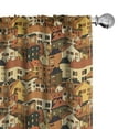 thumbnail image 1 of Ambesonne City Curtains, Panoramic Illustration, Pair of 28"x95", Green Orange Beige, 1 of 5