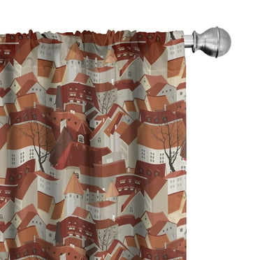 Ambesonne City Curtains, Tile Roof Pattern Urban, Pair of 28"x95", Multicolor