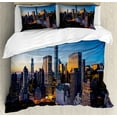 thumbnail image 1 of Ambesonne City Duvet Cover Sets, Tranquil Morning Sunrise, 2-King, Blue Marigold Dark Green, 1 of 6