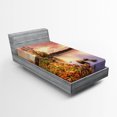 thumbnail image 1 of Ambesonne City Fitted Sheet, Prague Riverside Autumn, Twin XL Size, Pink Orange, 1 of 2