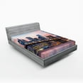 thumbnail image 1 of Ambesonne City Fitted Sheet, Sunrise in Brooklyn Bridge, Queen Size, Blue, 1 of 3