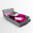 thumbnail image 1 of Ambesonne City Fitted Sheet, Urban Bass Guitar Rock, Twin Size, Hot Pink Pale Grey Black, 1 of 2