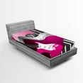 thumbnail image 1 of Ambesonne City Fitted Sheet, Urban Bass Guitar Rock, Twin XL Size, Hot Pink Pale Grey Black, 1 of 2